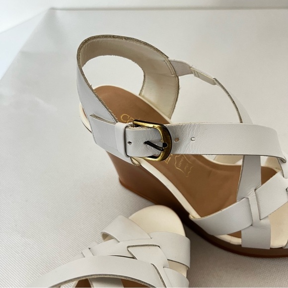 Cathy Jean Brazil White Wedge Sandals Platform Size 6 heel 4" Lightweight - Picture 4 of 11